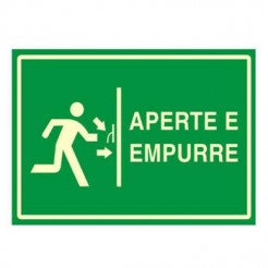 PLACA APERTE EMPURRE FOTOLUMINESCENTE 20X30CM